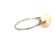 Load image into Gallery viewer, Art Deco 18K White Gold Saltwater Cultured Pearl & Diamond Ring