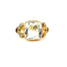 Load image into Gallery viewer, Vintage Aquamarine & Diamond Ring in 18k Yellow Gold