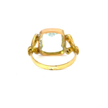 Load image into Gallery viewer, Vintage Aquamarine & Diamond Ring in 18k Yellow Gold