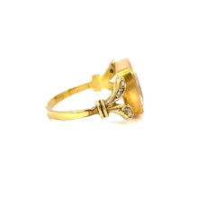 Load image into Gallery viewer, Vintage Aquamarine & Diamond Ring in 18k Yellow Gold