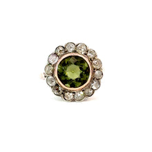 Load image into Gallery viewer, Late Victorian Green Paste Cluster Ring with Pink-Tinted Diamond Accent