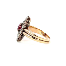 Load image into Gallery viewer, Victorian Burmese Ruby & Diamond Navette Cluster Ring