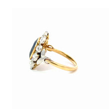 Load image into Gallery viewer, Edwardian Sapphire & Diamond Cluster Ring – Antique Platinum & Gold