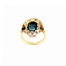 Load image into Gallery viewer, Edwardian Sapphire & Diamond Cluster Ring – Antique Platinum & Gold