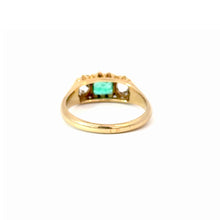 Load image into Gallery viewer, Antique Victorian Emerald & Diamond Trilogy Ring in 18K Yellow Gold