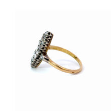 Load image into Gallery viewer, Antique French Rose Cut Diamond Navette Ring in 18K Gold & Silver