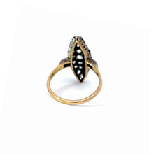 Load image into Gallery viewer, Antique French Rose Cut Diamond Navette Ring in 18K Gold & Silver