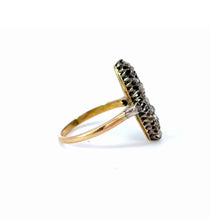 Load image into Gallery viewer, Antique French Rose Cut Diamond Navette Ring in 18K Gold & Silver