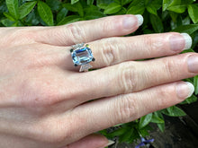 Load image into Gallery viewer, -Reserved- Elegant Aquamarine & Diamond Ring in 18K White Gold