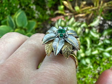 Load image into Gallery viewer, Exquisite Emerald Bloom Ring - 18K Gold Floral Statement