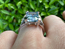 Load image into Gallery viewer, -Reserved- Elegant Aquamarine & Diamond Ring in 18K White Gold