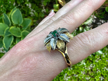 Load image into Gallery viewer, Exquisite Emerald Bloom Ring - 18K Gold Floral Statement