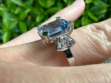Load image into Gallery viewer, -Reserved- Elegant Aquamarine & Diamond Ring in 18K White Gold