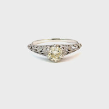 Load and play video in Gallery viewer, Edwardian Platinum Diamond Ring – 0.50ct with Warm Glow