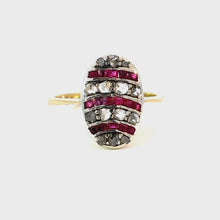 Load and play video in Gallery viewer, Antique Ruby & Rose-Cut Diamond Ring – Victorian Era Elegance