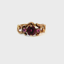 Load and play video in Gallery viewer, Antique Georgian Gold Ring – Almandine Garnet & Ruby Accents