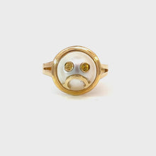 Load and play video in Gallery viewer, Whimisical Pearl & Sapphire 'Emoji' Ring in 18K Yellow Gold