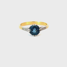 Load and play video in Gallery viewer, GIA Certified Antique Unheated Sapphire & Diamond Ring