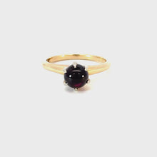 Load and play video in Gallery viewer, Art Deco 2.50ct Rhodolite Garnet Solitaire Ring - 14K Yellow Gold