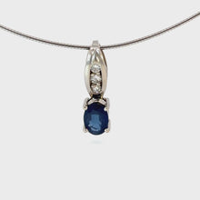 Load and play video in Gallery viewer, Fine Sapphire & Diamond Teardrop Necklace in 14K White Gold