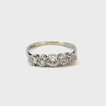 Load and play video in Gallery viewer, Early Art Deco 1.10ct Five-Stone Diamond Band in 18kt White Gold & Platinum