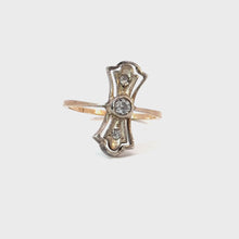 Load and play video in Gallery viewer, Antique Diamond Bow Ring in 14K Yellow Gold and Silver
