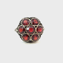 Load and play video in Gallery viewer, Antique Garnet Dome Ring in 18kt Gold & Silver