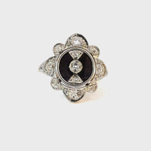 Load and play video in Gallery viewer, Antique Late Victorian Onyx & Diamond Ring - Platinum & 18K Gold