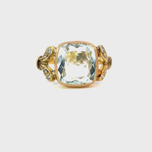 Load and play video in Gallery viewer, Vintage Aquamarine & Diamond Ring in 18k Yellow Gold