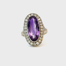 Load and play video in Gallery viewer, Grand Amethyst & Diamond Cocktail Ring - 5.70ct