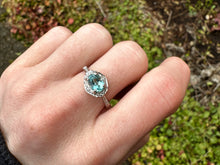 Load image into Gallery viewer, Paraiba Color Tourmaline & Diamond Ring in 18K White Gold