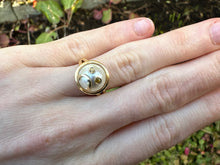 Load image into Gallery viewer, Whimisical Pearl & Sapphire 'Emoji' Ring in 18K Yellow Gold