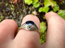 Load image into Gallery viewer, Art Deco Geometric Sapphire Ring in 18K Yellow & White Gold