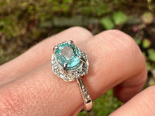 Load image into Gallery viewer, Paraiba Color Tourmaline & Diamond Ring in 18K White Gold