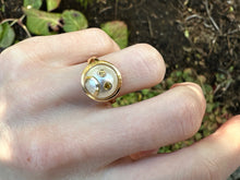 Load image into Gallery viewer, Whimisical Pearl & Sapphire 'Emoji' Ring in 18K Yellow Gold