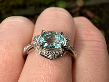 Load image into Gallery viewer, Paraiba Color Tourmaline & Diamond Ring in 18K White Gold