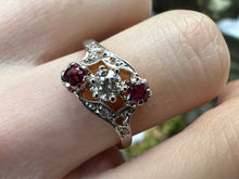 Load image into Gallery viewer, French Art Nouveau Diamond & Ruby Ring in 18K Gold & Platinum