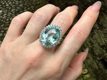 Load image into Gallery viewer, IMPRESSIVE AQUAMARINE AND DIAMOND RING IN 18KT WHITE GOLD
