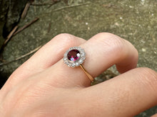 Load image into Gallery viewer, EDWARDIAN ALMANDINE GARNET AND DIAMOND ROSETTE RING
