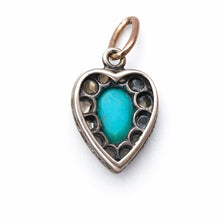 Load image into Gallery viewer, Antique Heart Pendant with Turquoise &amp; Rose-Cut Diamonds
