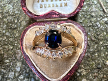 Load image into Gallery viewer, -RESERVED- SAPPHIRE AND DIAMOND EYE RING IN 18KT YELLOW GOLD
