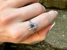 Load image into Gallery viewer, -RESERVED- ART DECO SAPPHIRE AND DIAMOND NAVETTE RING IN 18KT WHITE GOLD
