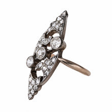 Load image into Gallery viewer, Belle Époque Diamond Navette Ring in 18k Gold and Platinum, circa 1900
