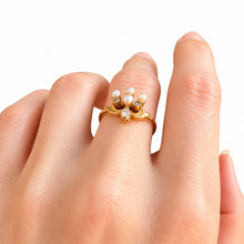 Load image into Gallery viewer, Late Victorian 18k Gold Pearl and Rose-Cut Diamond Tiara Ring, Circa 1900
