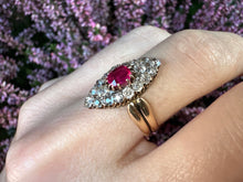 Load image into Gallery viewer, Victorian Burmese Ruby &amp; Diamond Navette Cluster Ring
