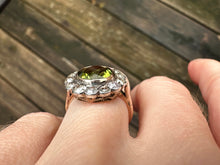 Load image into Gallery viewer, Late Victorian Green Paste Cluster Ring with Pink-Tinted Diamond Accent
