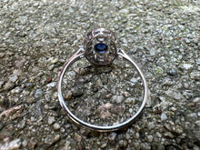 Load image into Gallery viewer, -RESERVED- ART DECO SAPPHIRE AND DIAMOND NAVETTE RING IN 18KT WHITE GOLD
