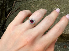 Load image into Gallery viewer, EDWARDIAN ALMANDINE GARNET AND DIAMOND ROSETTE RING
