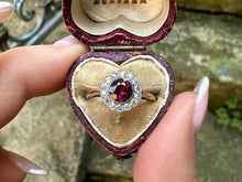 Load image into Gallery viewer, EDWARDIAN ALMANDINE GARNET AND DIAMOND ROSETTE RING
