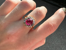 Load image into Gallery viewer, ANTIQUE TOURMALINE AND DIAMOND CLUSTER RING
